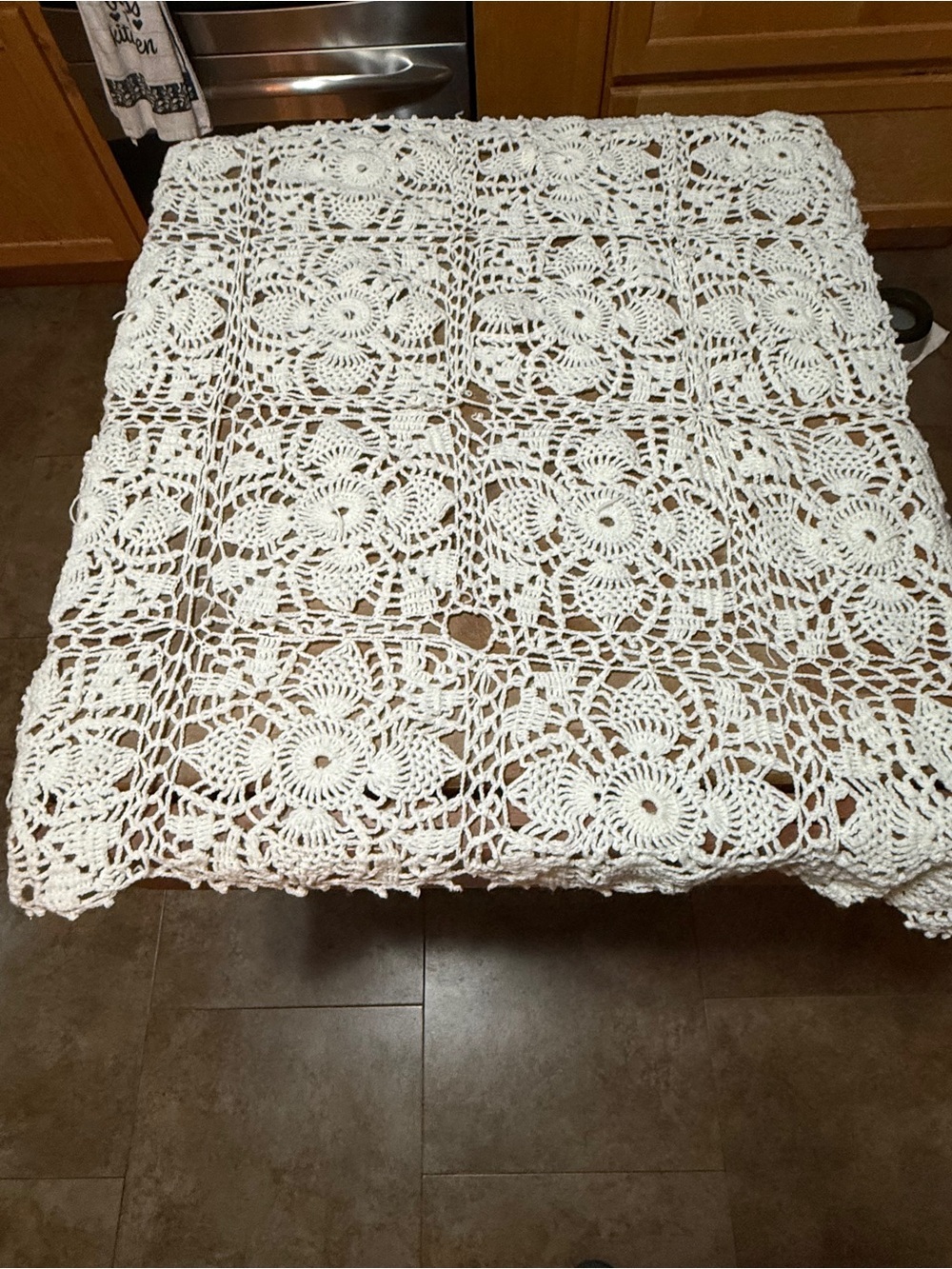 Hand Crafted White Crochet Lace Throw Blanket - Picture 14 of 15